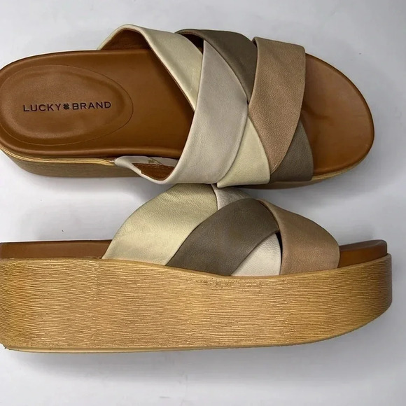Lucky Brand leather 2.5inch Dikona Wedge Sandals size 8 - Picture 3 of 6